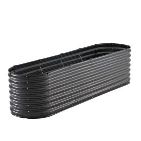 Metal Raised Garden Bed, 8 x 2 x 2 ft Outdoor Galvanized Planter Box, with Open Bottom, Large Oval Planter Raised Bed for Gardening Vegetables