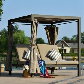 2-Person Outdoor Patio, Sunbed, Steel Canopy