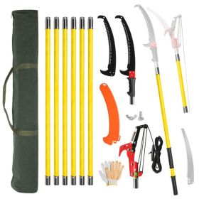 26ft Manual Pole Saw, Lightweight Tree Trimmers Long Handle Pruner Set, Sharp Steel Blade and Scissors Pole Saw for Trimming Palm, Pear Tree, Fir