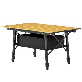 Portable Camping Table With Storage Bag, Brown (Color: Brown)