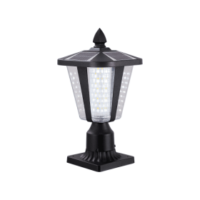 Solar Pillar Headlights With Dimmable LEDs 1-pack -Unavailable Platforms- Temu (Option: Black)