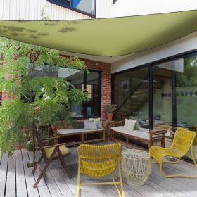 1Pc Shade Sail Patio Cover Shade Canopy Camping Sail Awning Sail Sunscreen Shelter Triangle Cover For Kindergarten Playground Outdoor (Option: ArmyGreen-L)