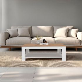 Bowie Coffee Table, 1 Shelf (Leg color: White / Natural Oak)